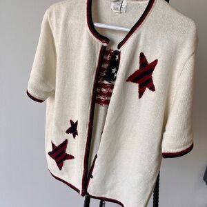 Christopher & Banks Cream Cardigan with Star Accents